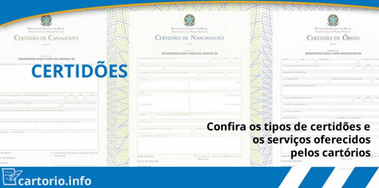 Certidões expedidas pelos cartórios e os serviços prestados